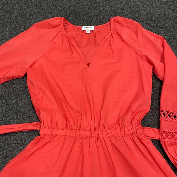 Evereve Juliana Coral Dress XS Cayenne Embroidered Lace Ruffle - Picture 7 of 16